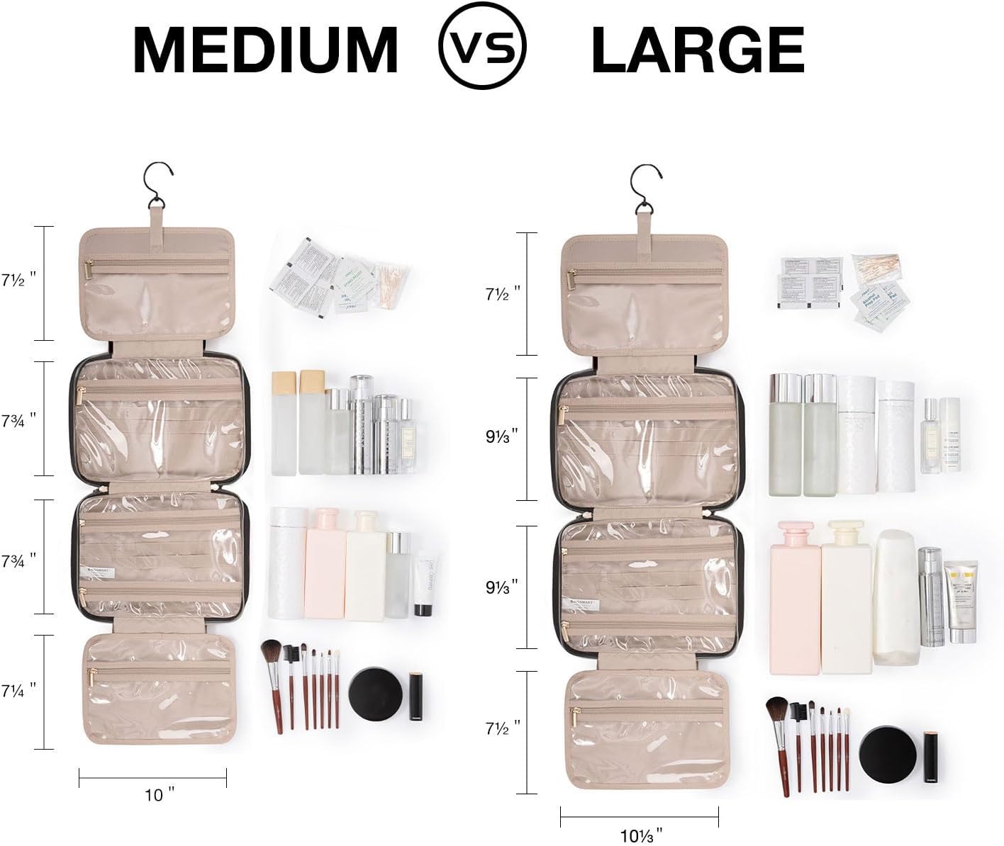 BAGSMART Hanging Toiletry Bag - Travel Toiletry Organizer - Black - Image 2