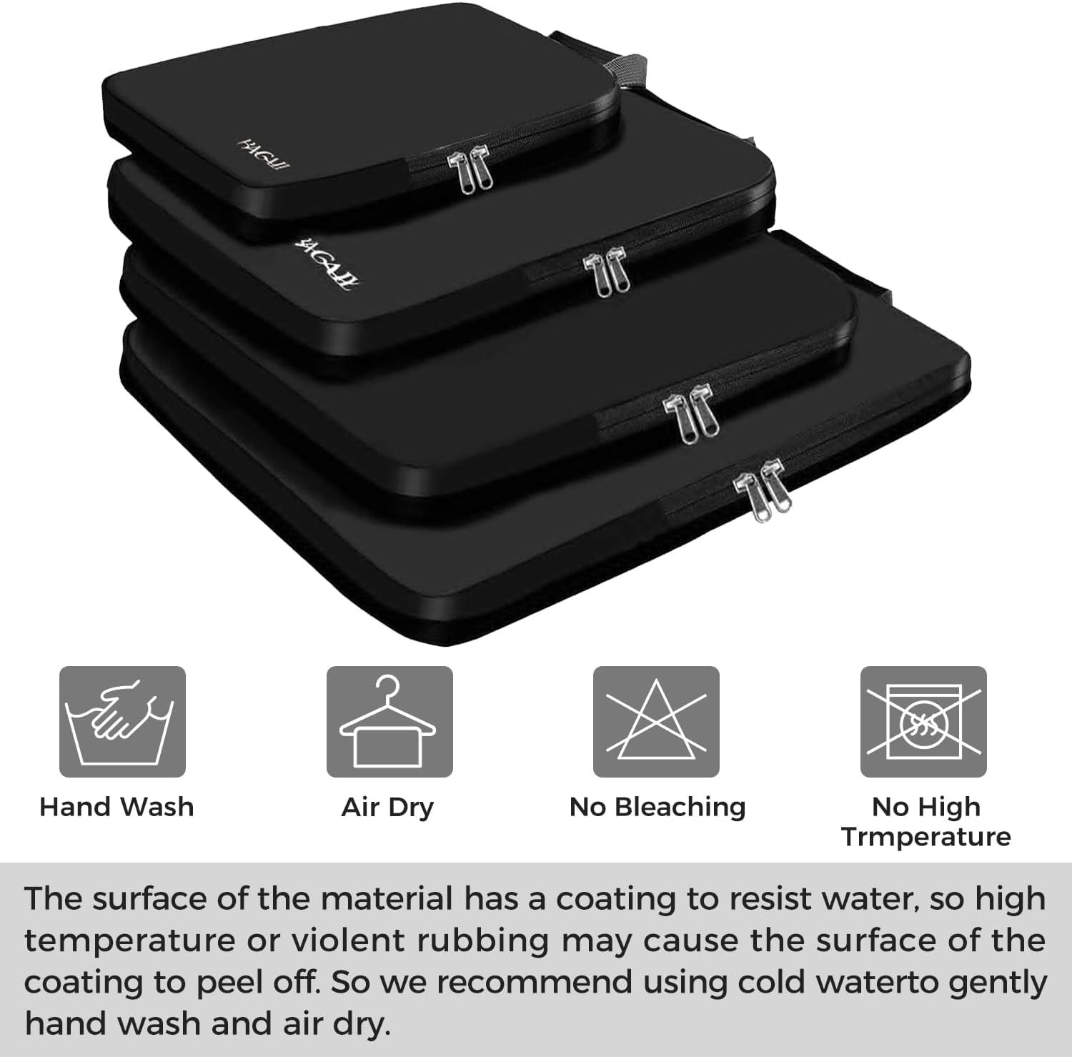 BAGAIL 4 Set/5 Set/6 Set Compression Packing Cubes Travel Accessories Expandable Packing Organizers, Black, 4set - Image 8