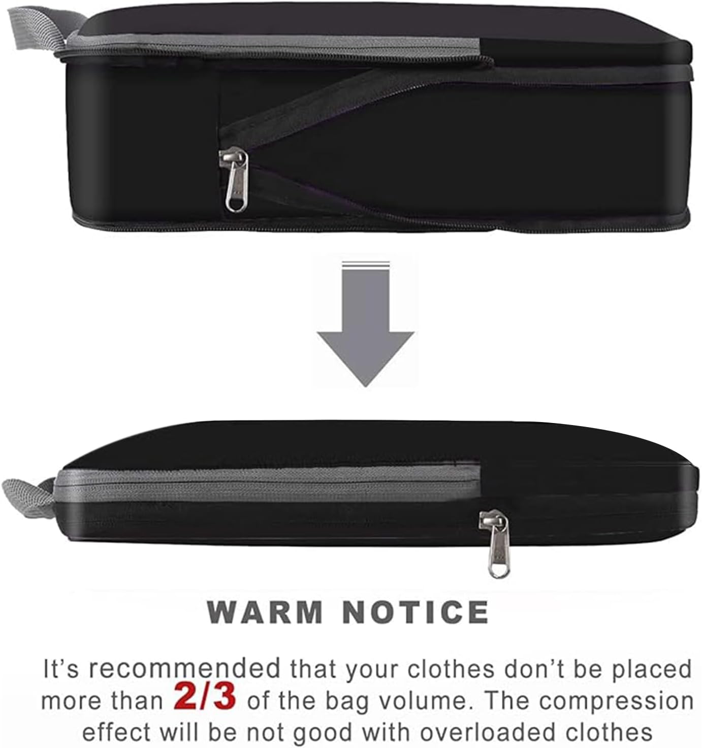 BAGAIL 4 Set/5 Set/6 Set Compression Packing Cubes Travel Accessories Expandable Packing Organizers, Black, 4set - Image 3