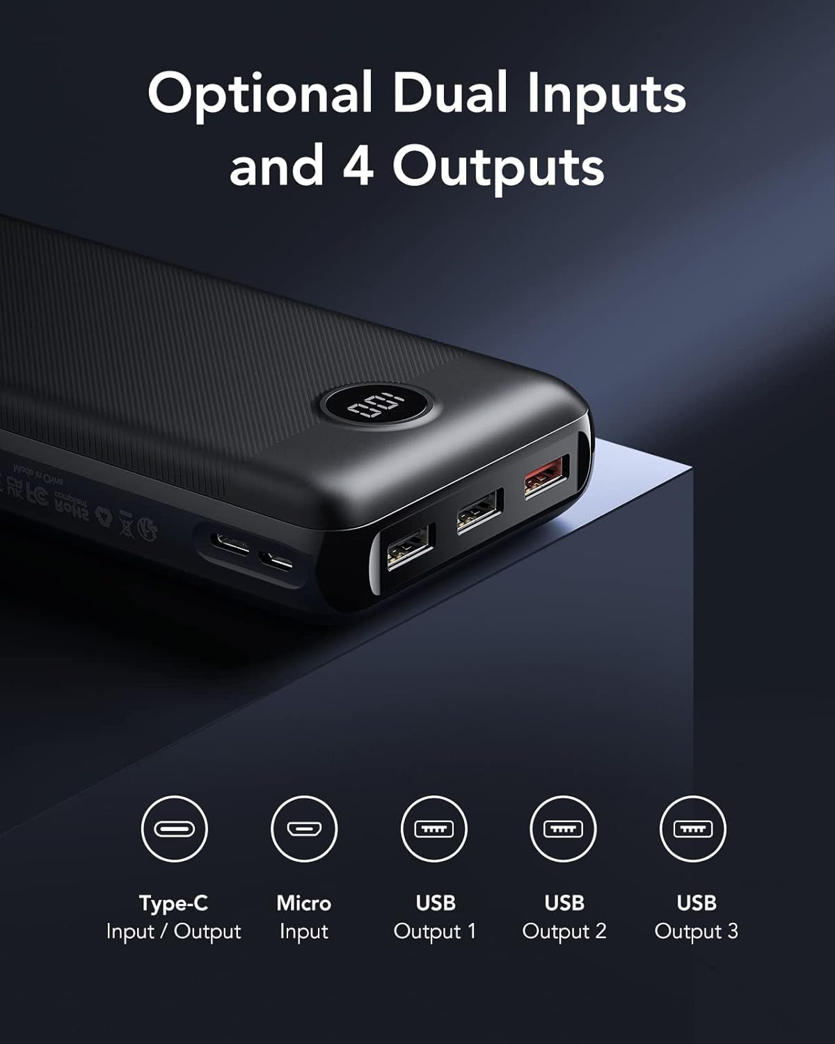 VEGER Power Bank Fast Charging,30000mAh Portable Charger PD 20W USB C Battery Pack with 4 Outputs & 2 Inputs Compatible with iPhone/iPad/Smartphones Tablet and More - Image 5