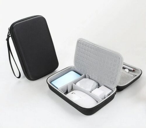 Hard Electronics Travel Organizer Case for MacBook Chargers & Storage Flash Hard Drives - Waterproof Shockproof 2-Layer Design Holds Power Bank Mouse and Cables (Black)
