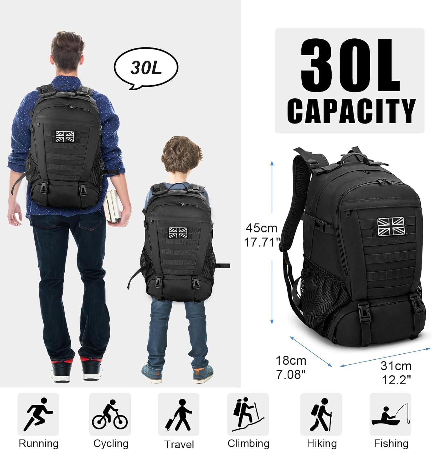 Jueachy Military Tactical Backpack 30/35/40L Army Assult Camouflage Hunting Rucksack Molle 3 Day Large Rucking Backpack for Outdoor Sports Trekking Hiking Travel Camping - Image 3