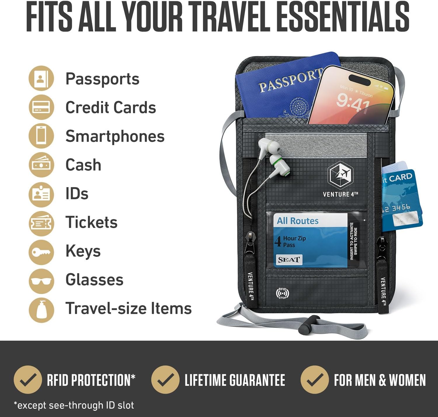 Travel Neck Wallet with RFID Blocking – Passport Holder Neck Pouch to Keep Your Cash and Documents Safe – Get Peace of Mind When Traveling - Image 2