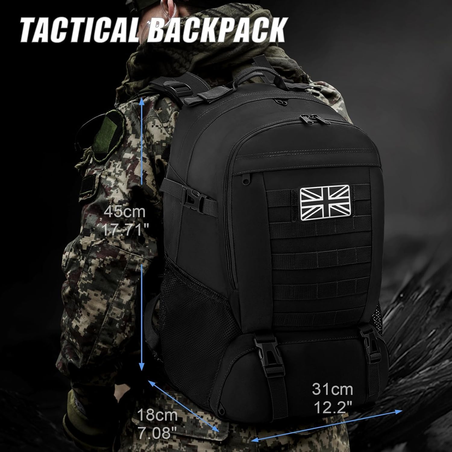 Jueachy Military Tactical Backpack 30/35/40L Army Assult Camouflage Hunting Rucksack Molle 3 Day Large Rucking Backpack for Outdoor Sports Trekking Hiking Travel Camping - Image 7