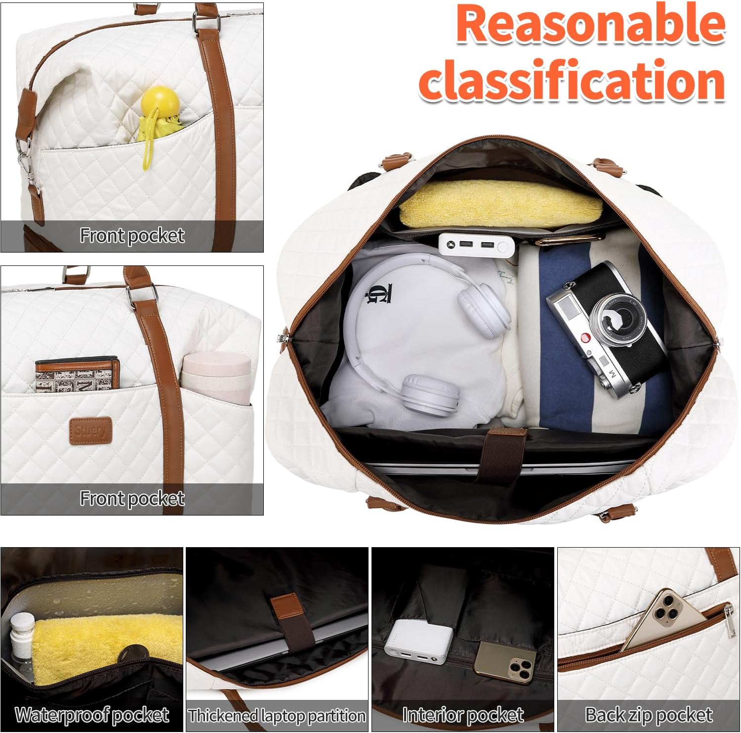 Weekender Travel Duffel With Toiletry Bag, Large Overnight Shoulder Tote With Shoe Compartment and Wet Pocket for Women, Girls, Airplane Traveling, Gym - Image 3