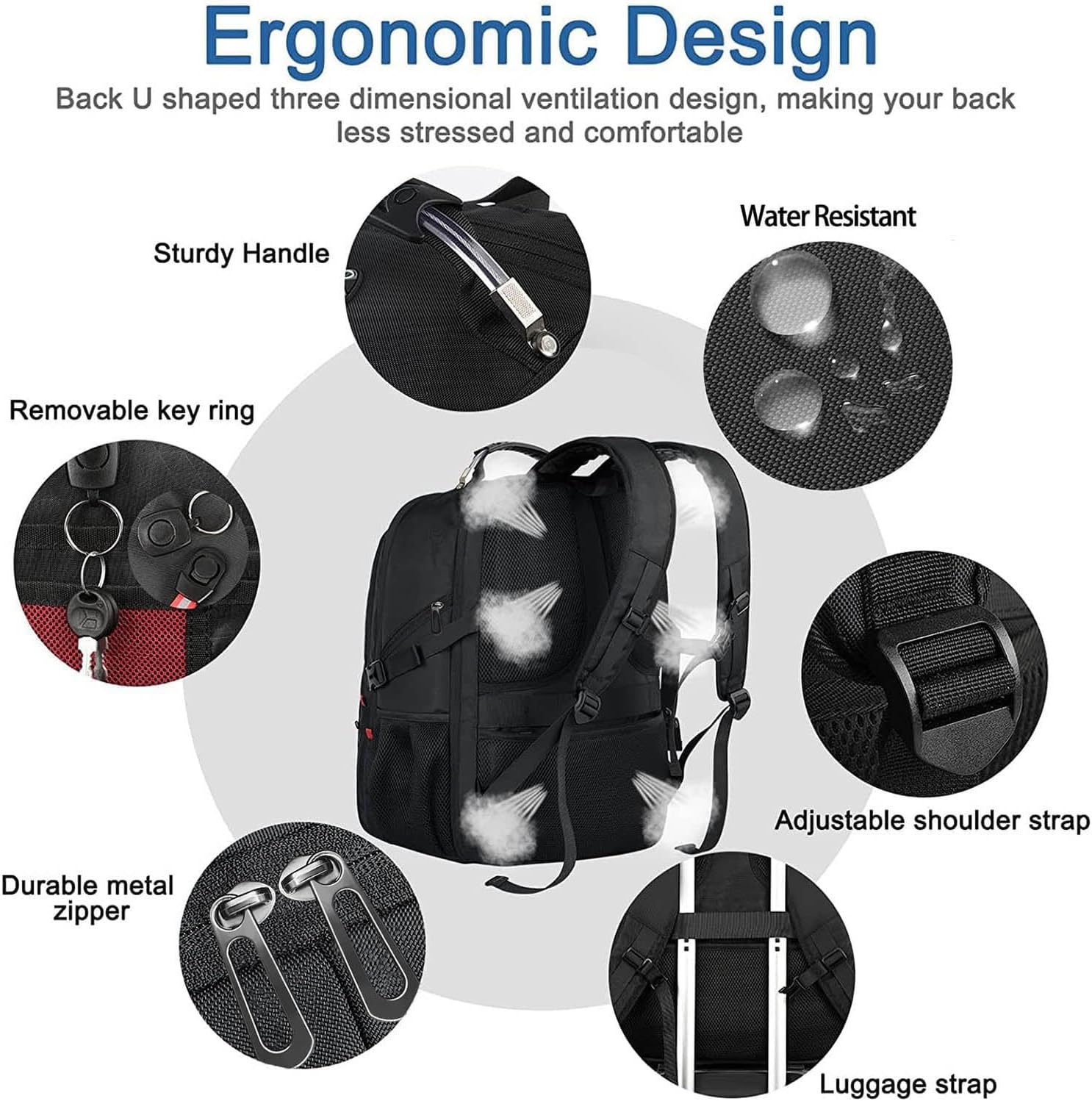 Z-MGKISS Travel Laptop Backpack, 52L Extra Large Backpack for Men, Overnight Backpack, TSA Flight Rucksack 17.3 Inch - Image 3