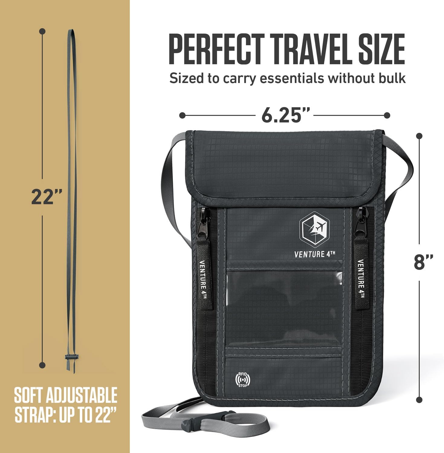 Travel Neck Wallet with RFID Blocking – Passport Holder Neck Pouch to Keep Your Cash and Documents Safe – Get Peace of Mind When Traveling - Image 3