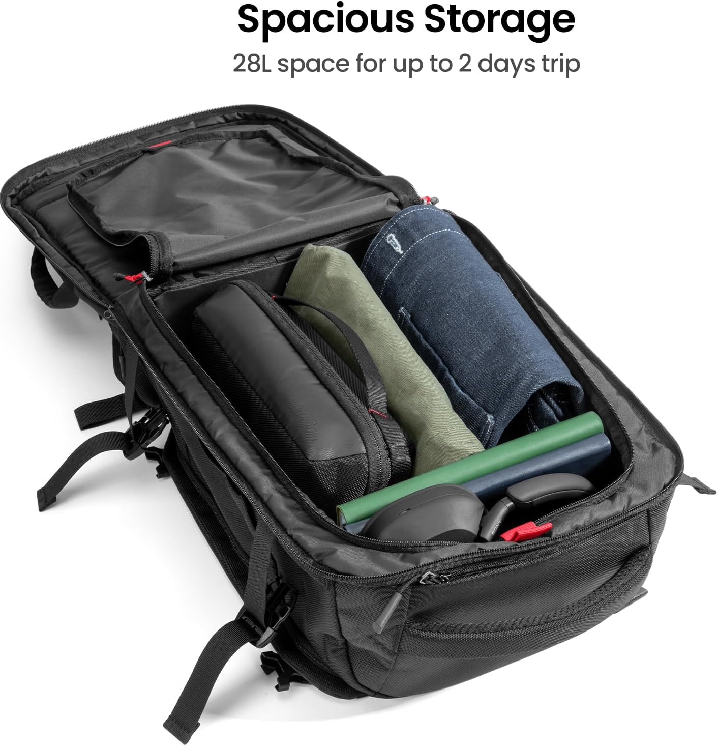 tomtoc Travel Backpack 40L, TSA Friendly Flight Approved Carry-on Luggage Hand Backpack, Spill-resistant Lightweight Business Rucksack, Durable Large Weekender Bag Daypack Fits 17.3 Inch Laptop - Image 2