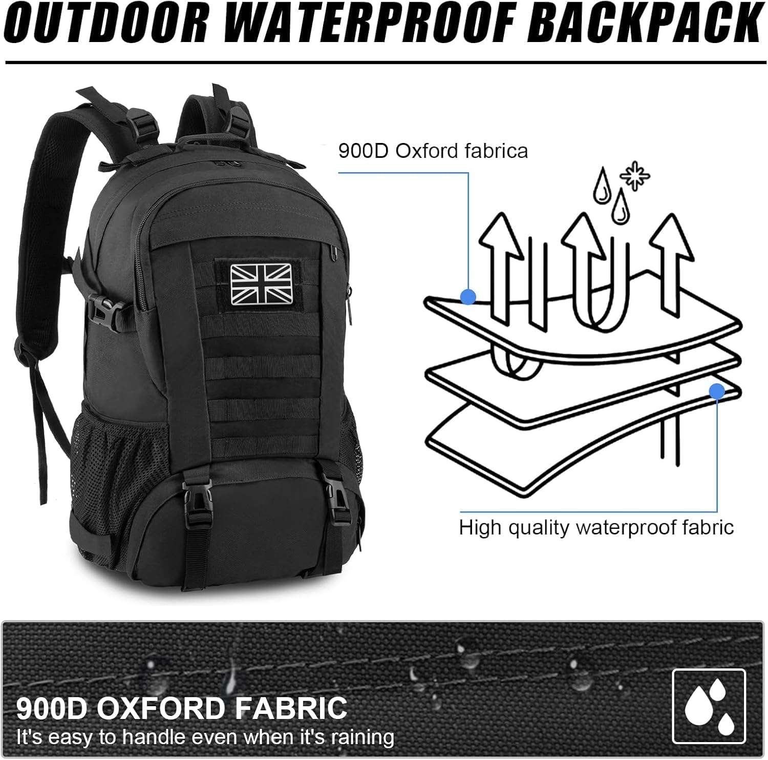 Jueachy Military Tactical Backpack 30/35/40L Army Assult Camouflage Hunting Rucksack Molle 3 Day Large Rucking Backpack for Outdoor Sports Trekking Hiking Travel Camping - Image 2