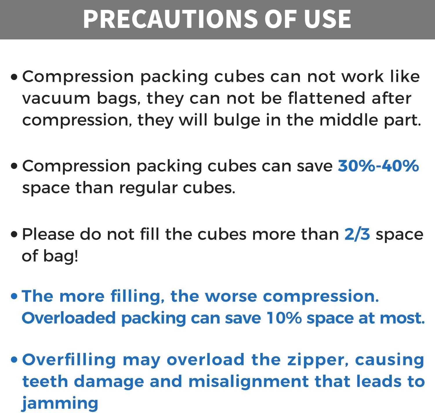 BAGAIL 4 Set/5 Set/6 Set Compression Packing Cubes Travel Accessories Expandable Packing Organizers, Black, 4set - Image 5