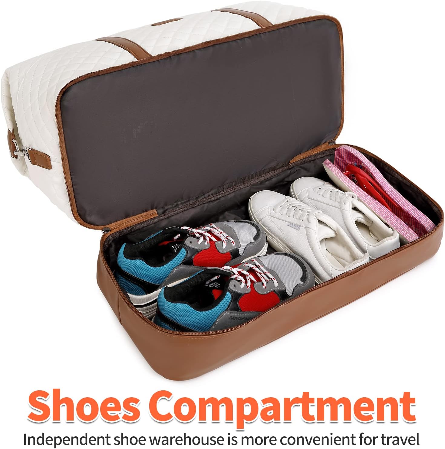 Weekender Travel Duffel With Toiletry Bag, Large Overnight Shoulder Tote With Shoe Compartment and Wet Pocket for Women, Girls, Airplane Traveling, Gym - Image 4