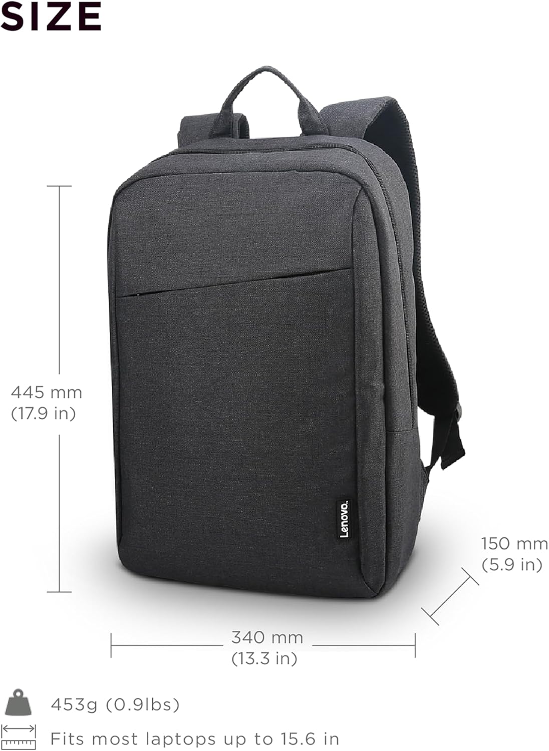 Lenovo B210 Backpack for 15.6 Inch Laptops, Lightweight and Water Repellent Rucksack– Black - Image 6