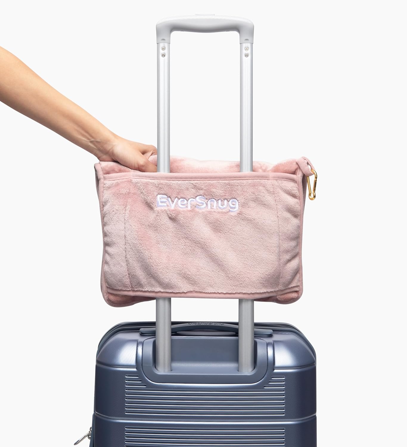 EverSnug Travel Blanket and Pillow - Premium Soft 2 in 1 Airplane Blanket with Soft Bag Pillowcase, Hand Luggage Belt and Backpack Clip (Light Pink) - Image 5