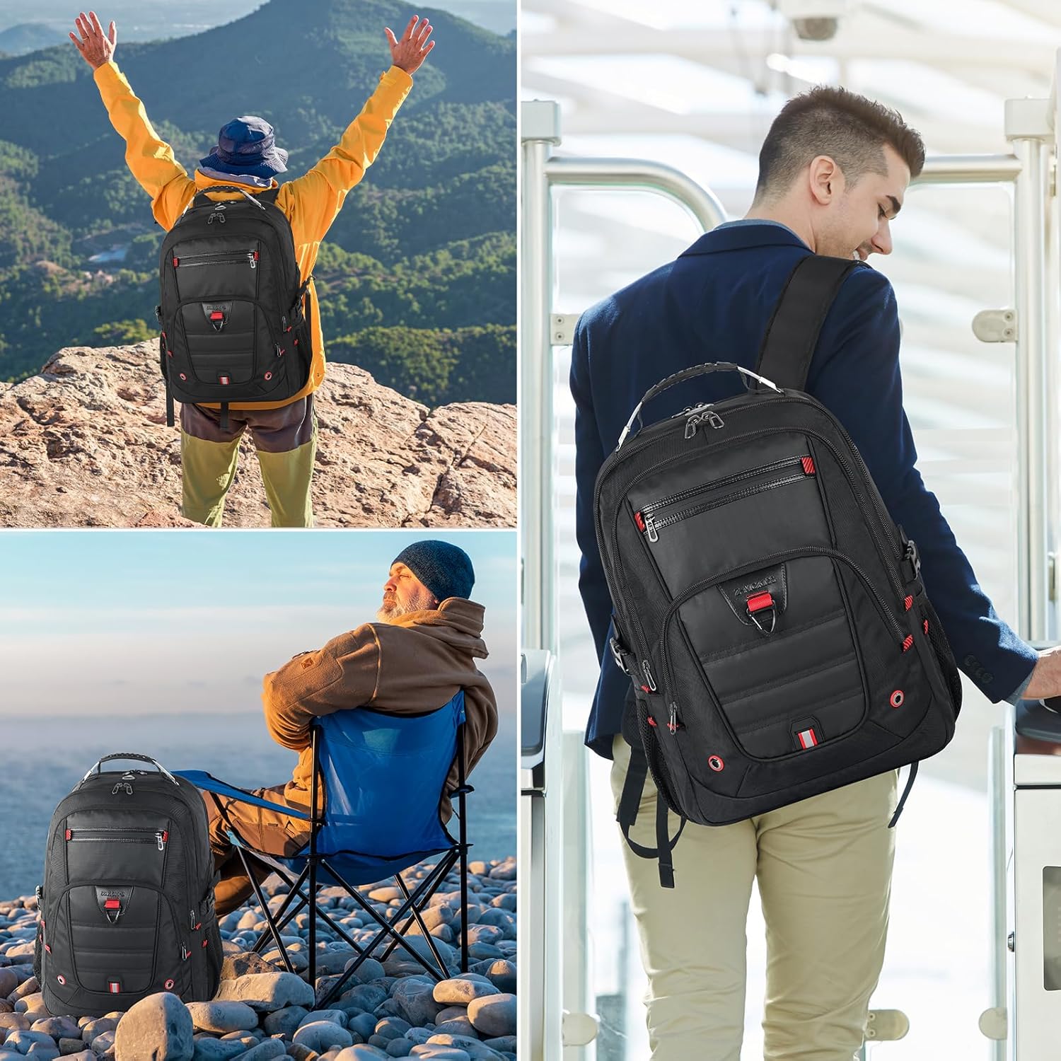 Z-MGKISS Travel Laptop Backpack, 52L Extra Large Backpack for Men, Overnight Backpack, TSA Flight Rucksack 17.3 Inch - Image 7