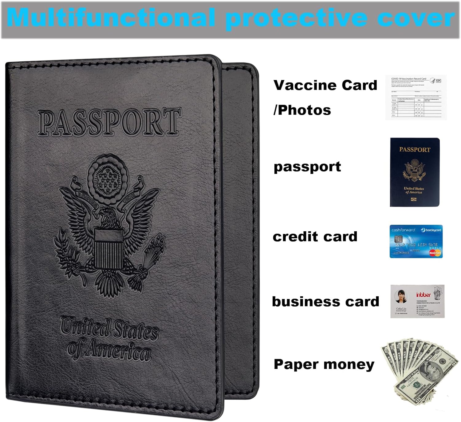 Herain Passport Holder, Passport Cover, Passport Wallet, for Family Women Men, Passport Case, Passport Book Protector, Passport and Vaccine Card Holder Combo, Travel Essentials - Image 5