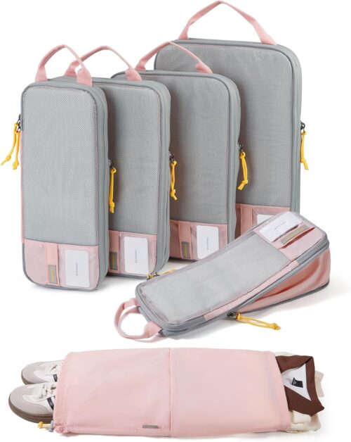 BAGSMART 6-Set Compression Packing Cubes - Lightweight Travel Essentials, Suitcase Organizer