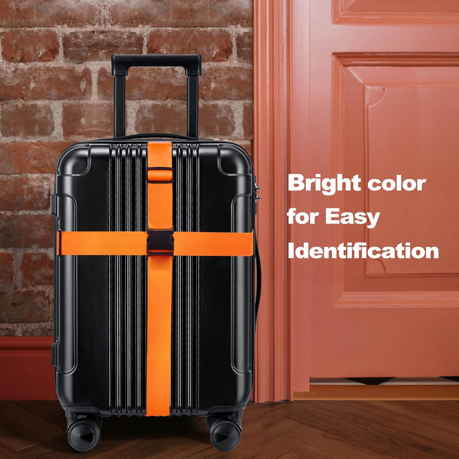 Luggage Straps for Suitcases TSA Approved Travel Belt 4 Pack by Chelmon(Orange) - Image 6