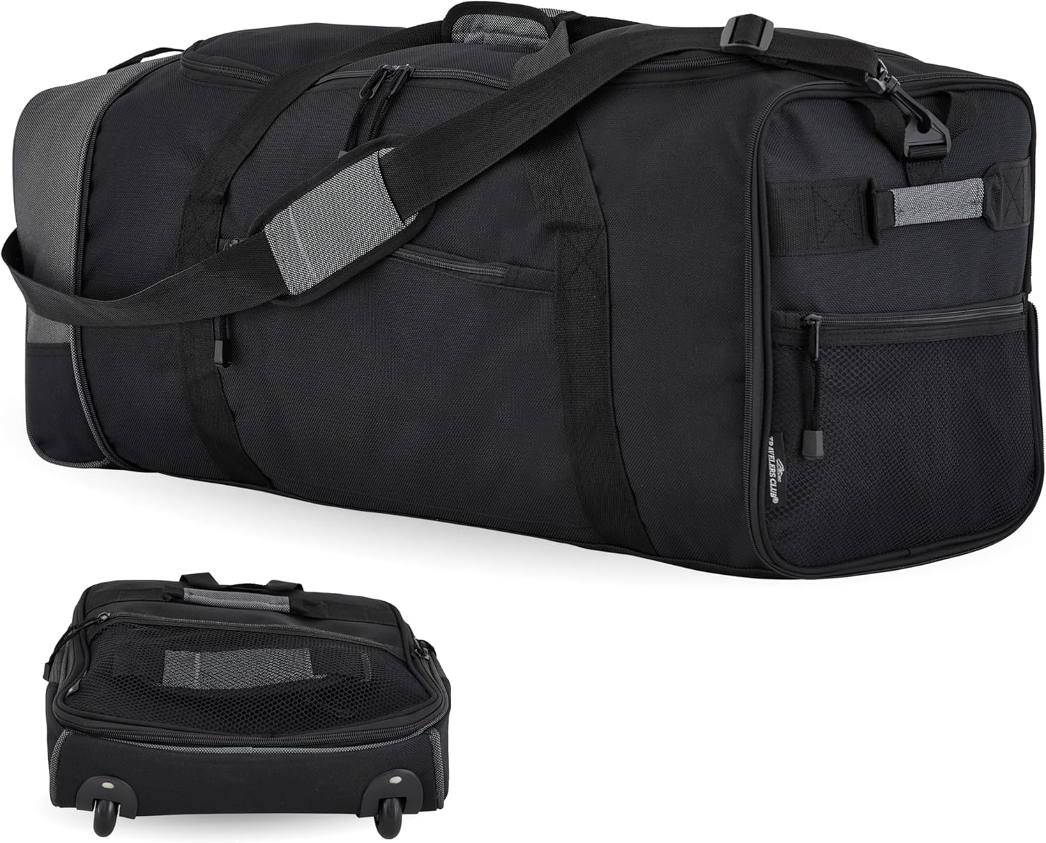 Travelers Club Unisex-Adult Travelers Polo & Racquet Club 32 Inch Collapsible Duffel, Black/Gray Bag, One Size
